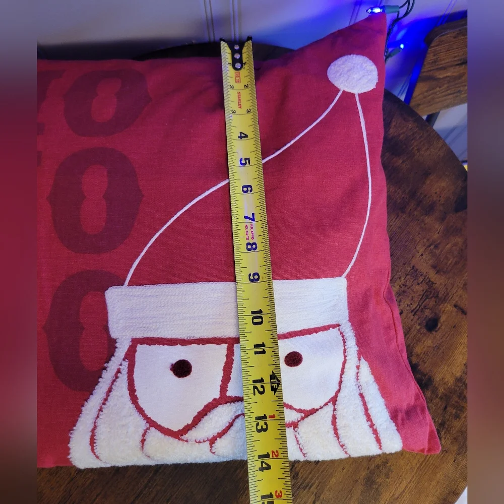 Festive Santa Throw Pillow says HoHoHo-red/white